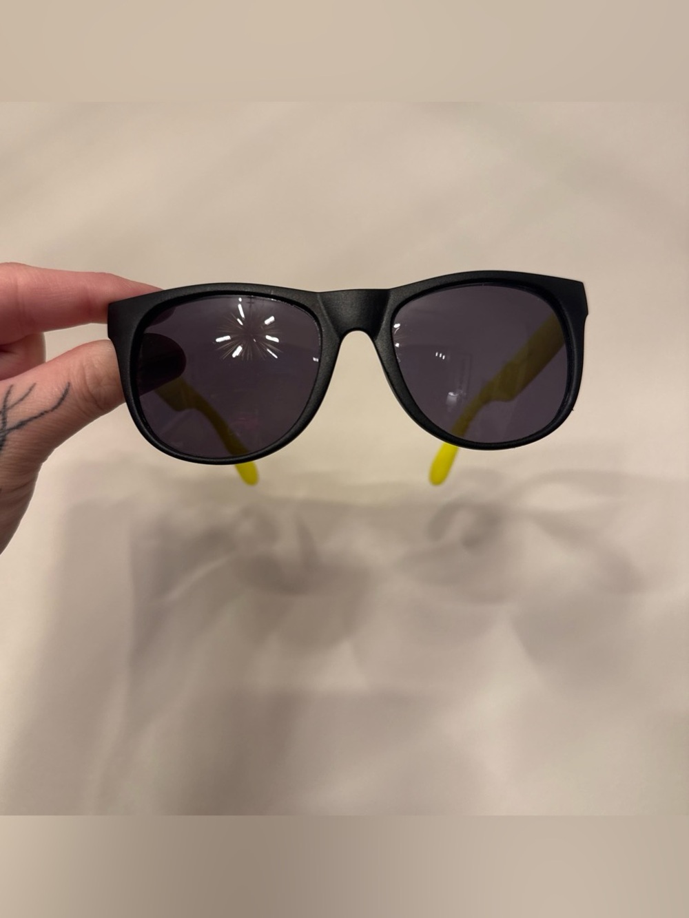 Men's Black Frame Sunglasses with Yellow Temples